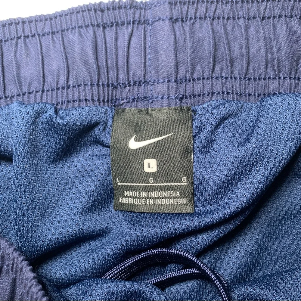 NIKE MENS LARGE SHORTS BLUE BASKETBALL MESH‎ LINED BRIEFS ATHLETIC TRAINING
